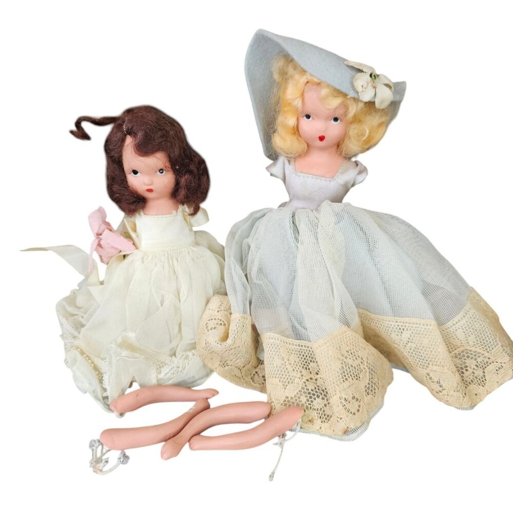 1940s Vintage Nancy Ann Storybook‎ Bisque Dolls Need Repair Arms Blonde Burnette